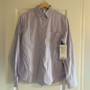 Lululemon Relaxed-Fit Cotton-Blend Poplin Button-Down Shirt LILE size S NWT
